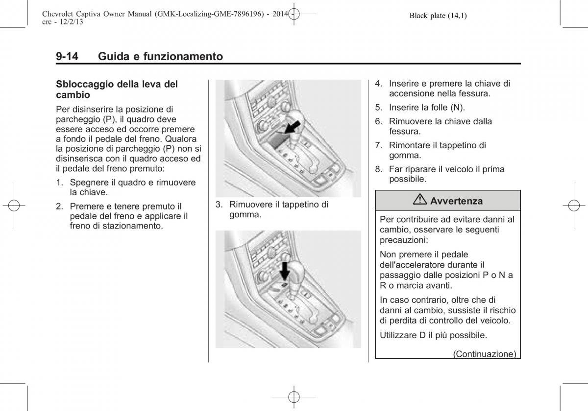 Chevrolet Captiva manuale del proprietario / page 252