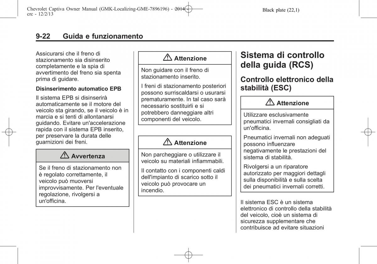 Chevrolet Captiva manuale del proprietario / page 260