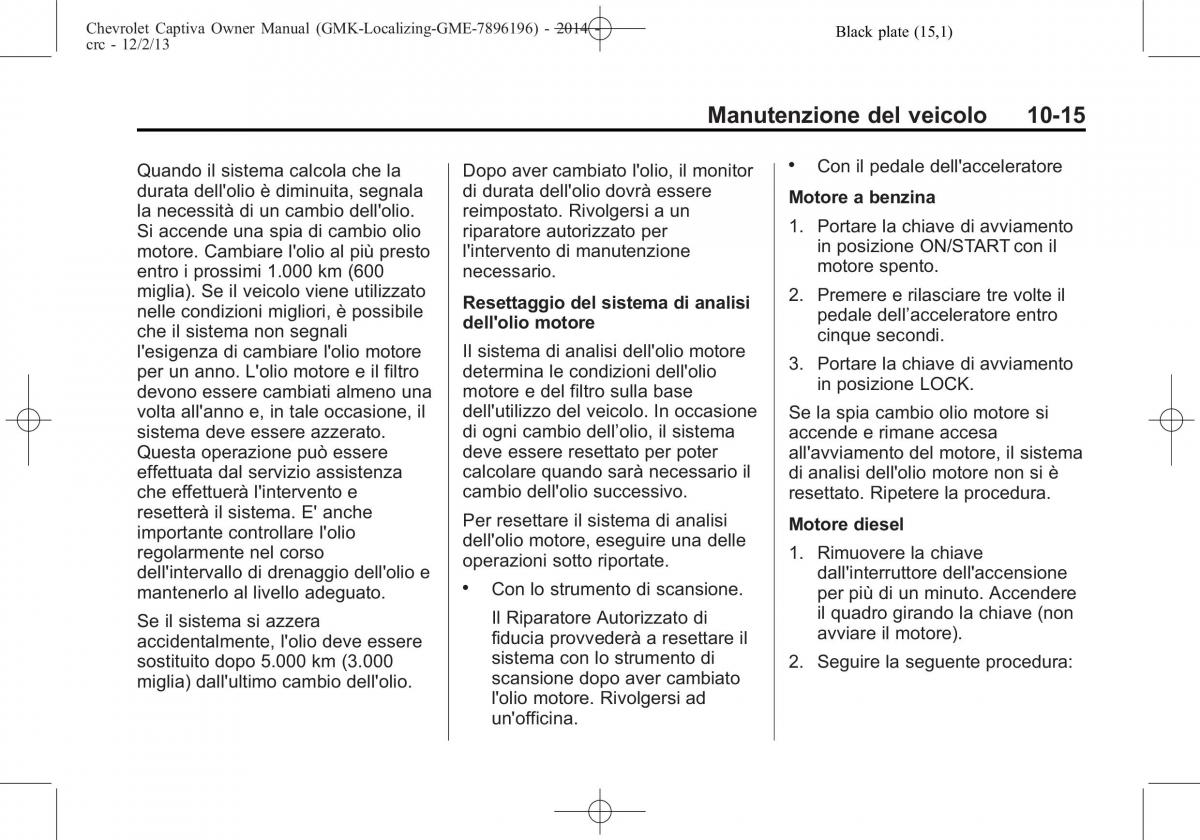 Chevrolet Captiva manuale del proprietario / page 291