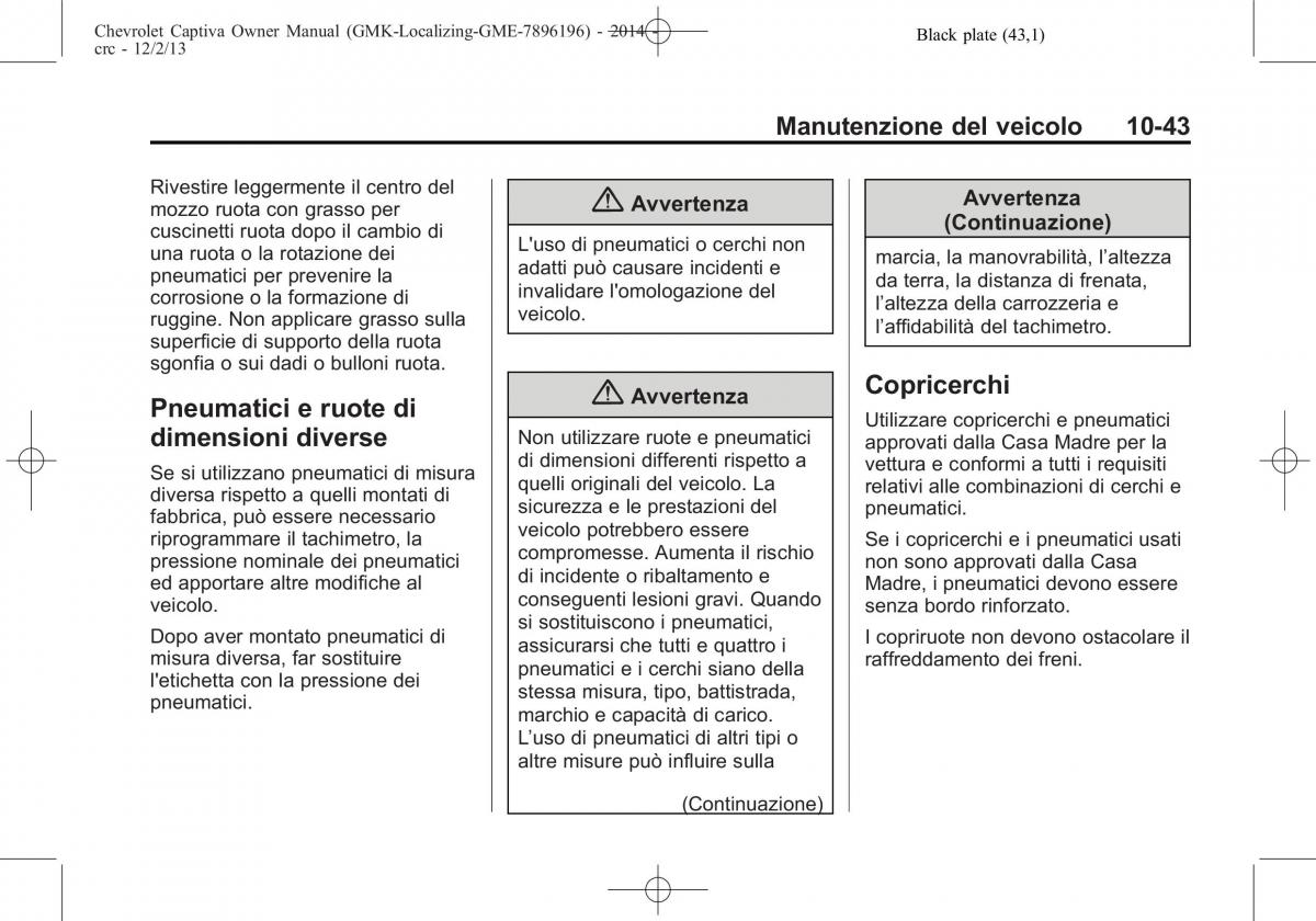 Chevrolet Captiva manuale del proprietario / page 319