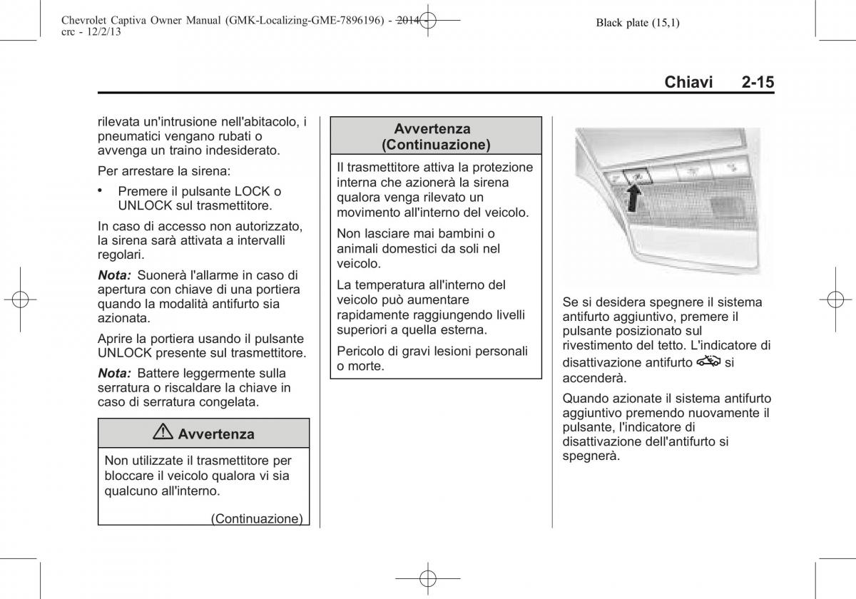 Chevrolet Captiva manuale del proprietario / page 33