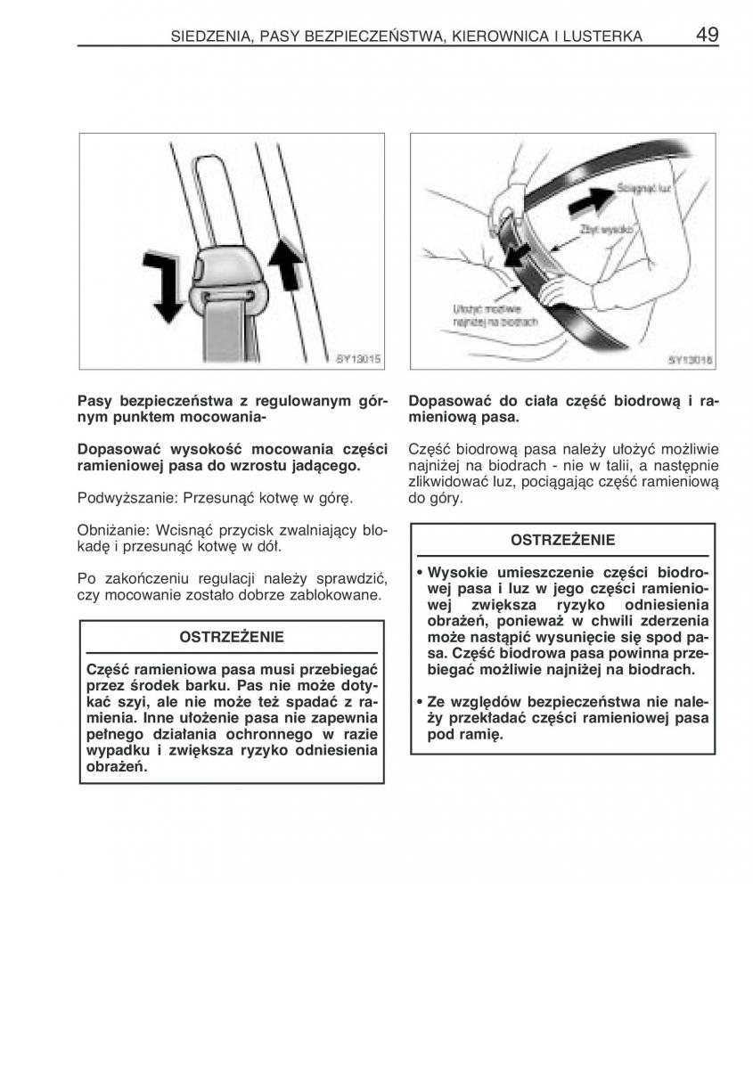 Toyota Yaris Verso instrukcja obslugi / page 56