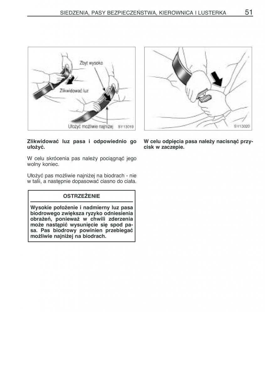 Toyota Yaris Verso instrukcja obslugi / page 58