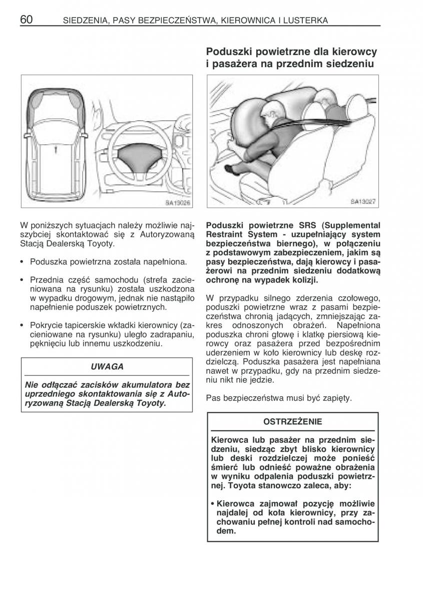 Toyota Yaris Verso instrukcja obslugi / page 67