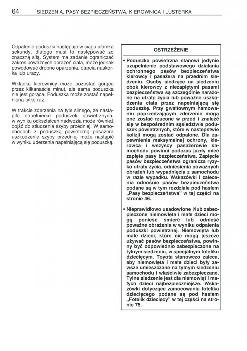 Toyota Yaris Verso instrukcja obslugi / page 71