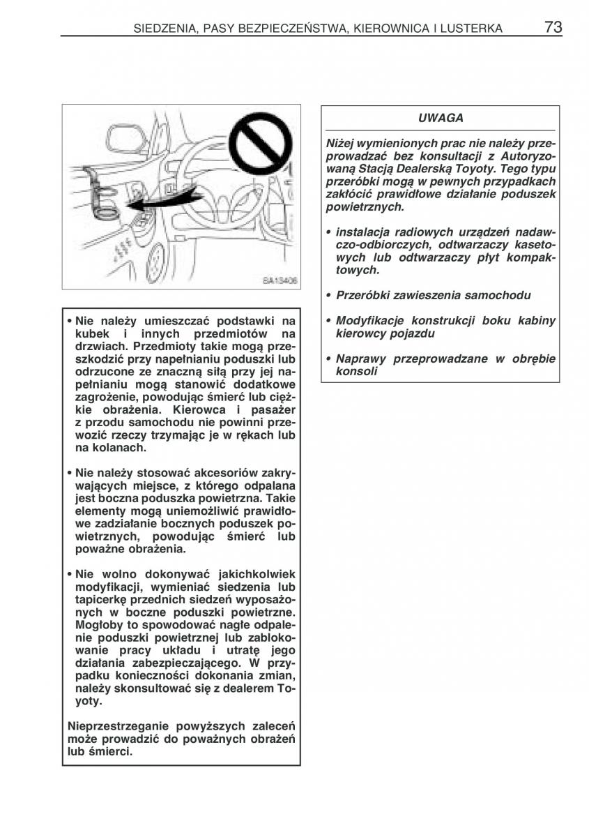 Toyota Yaris Verso instrukcja obslugi / page 80