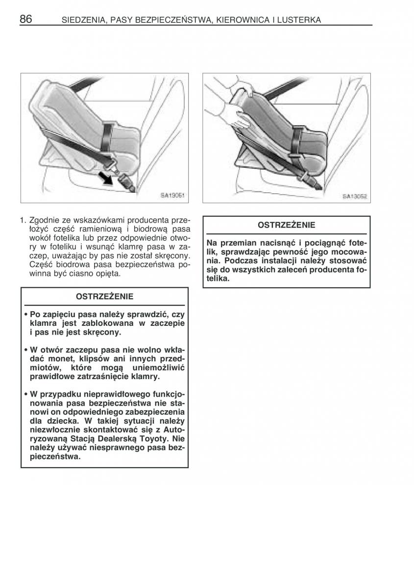 Toyota Yaris Verso instrukcja obslugi / page 93