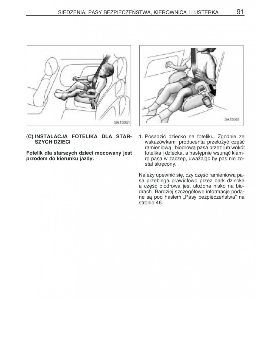 Toyota Yaris Verso instrukcja obslugi / page 98