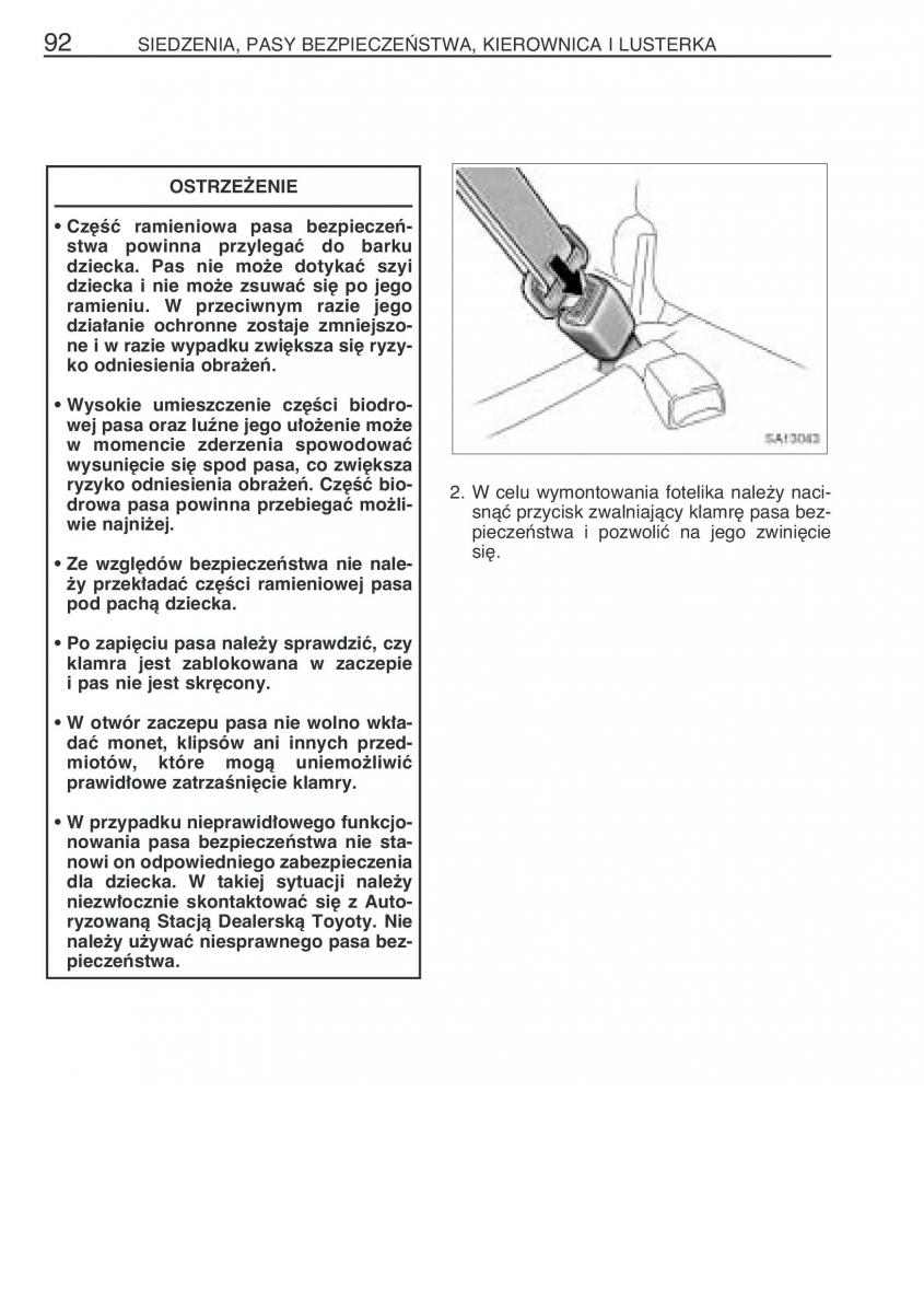 Toyota Yaris Verso instrukcja obslugi / page 99