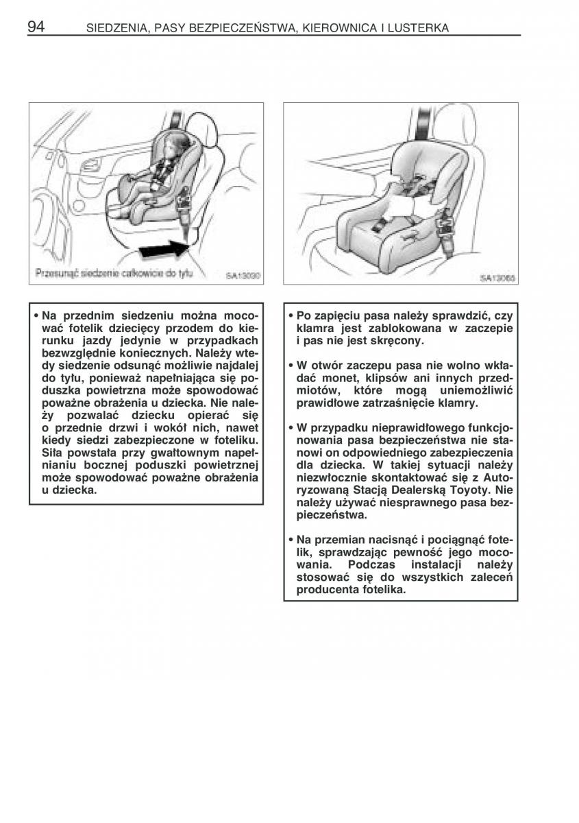 Toyota Yaris Verso instrukcja obslugi / page 101