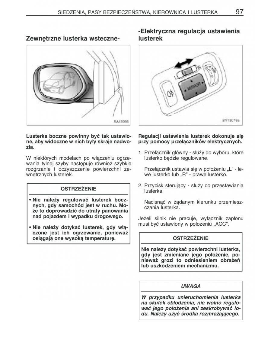 Toyota Yaris Verso instrukcja obslugi / page 104