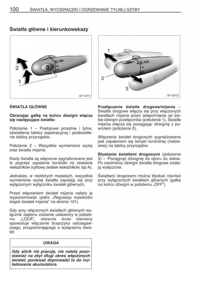 Toyota Yaris Verso instrukcja obslugi / page 107