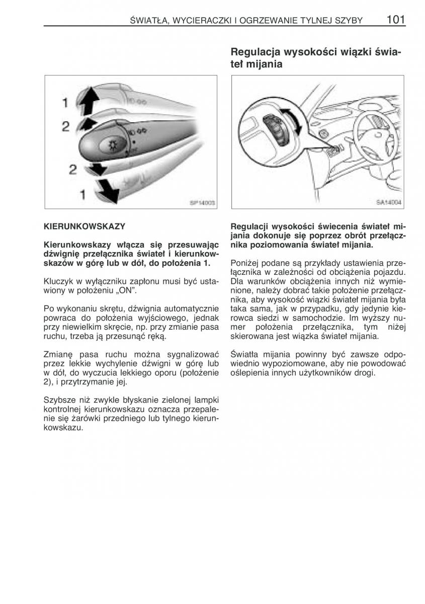 Toyota Yaris Verso instrukcja obslugi / page 108