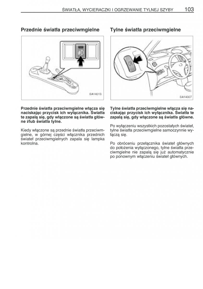 Toyota Yaris Verso instrukcja obslugi / page 110