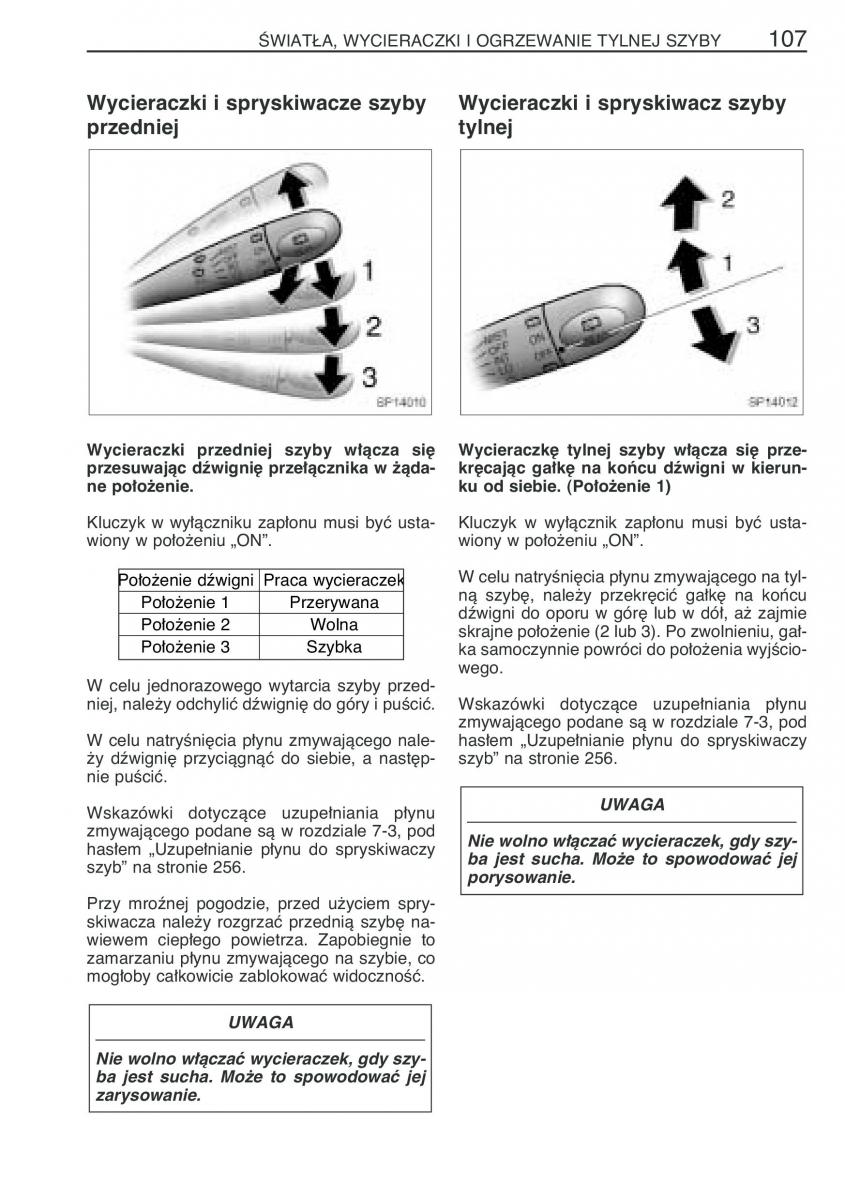 Toyota Yaris Verso instrukcja obslugi / page 114