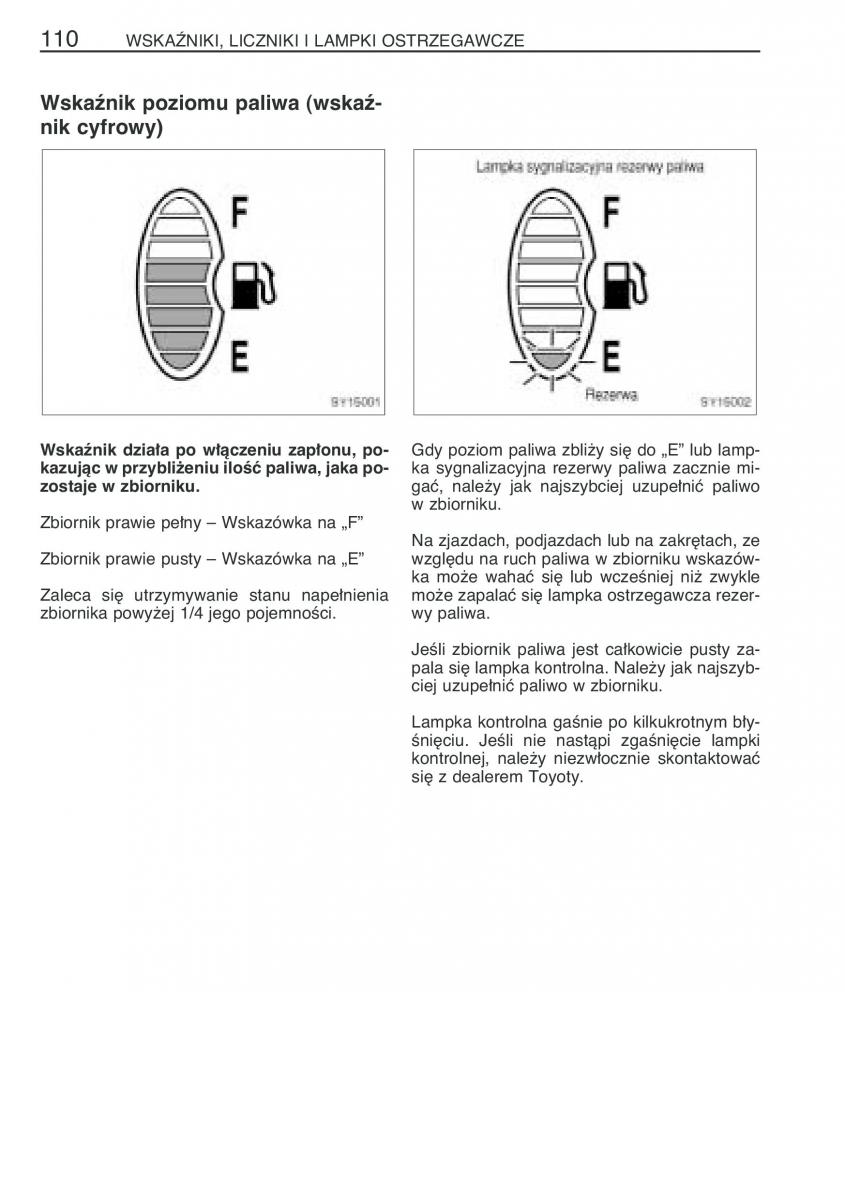 Toyota Yaris Verso instrukcja obslugi / page 117