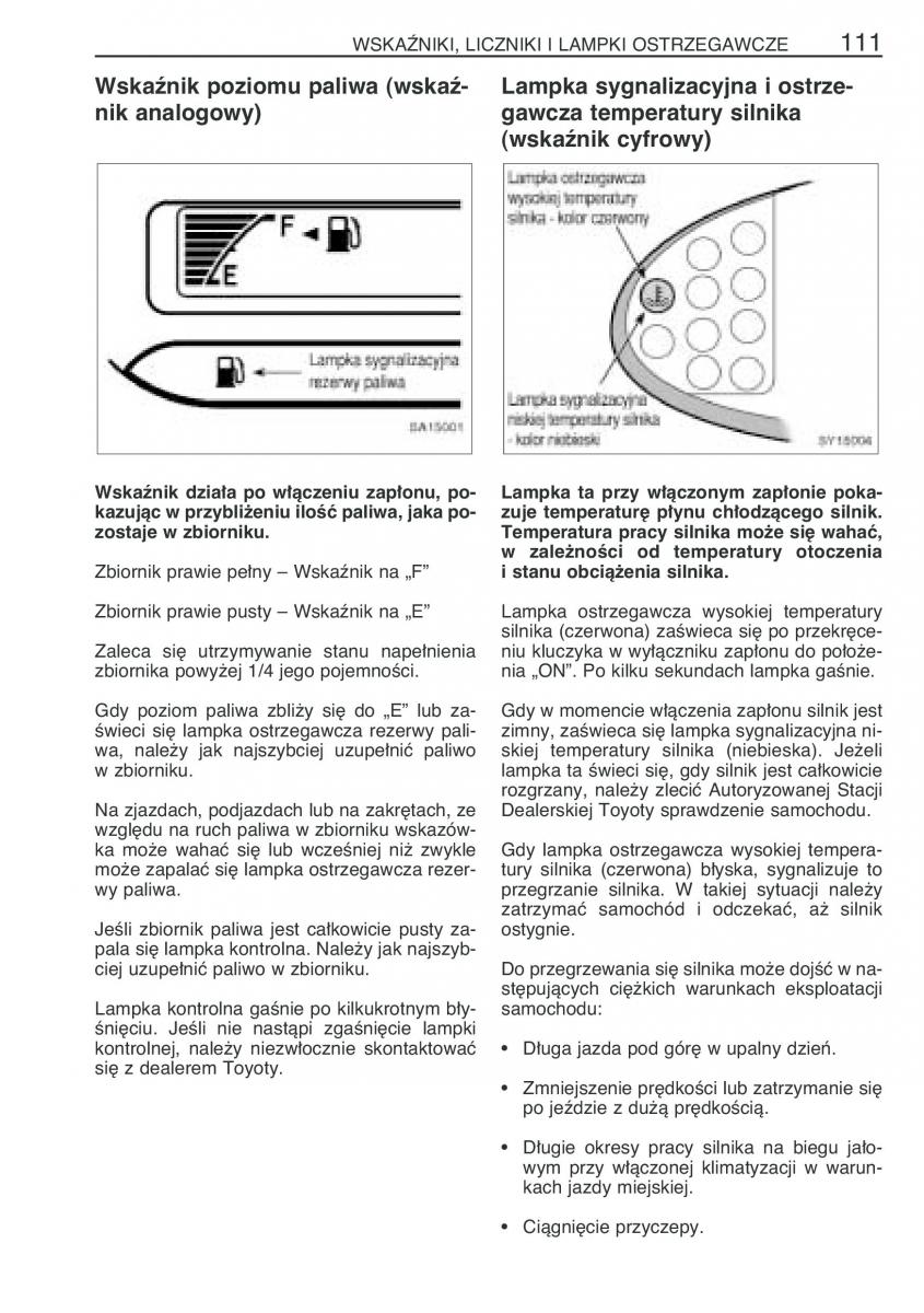 Toyota Yaris Verso instrukcja obslugi / page 118