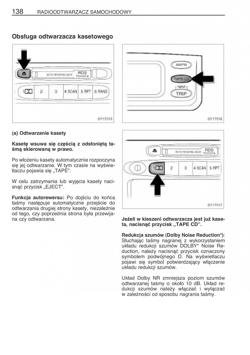 Toyota Yaris Verso instrukcja obslugi / page 145