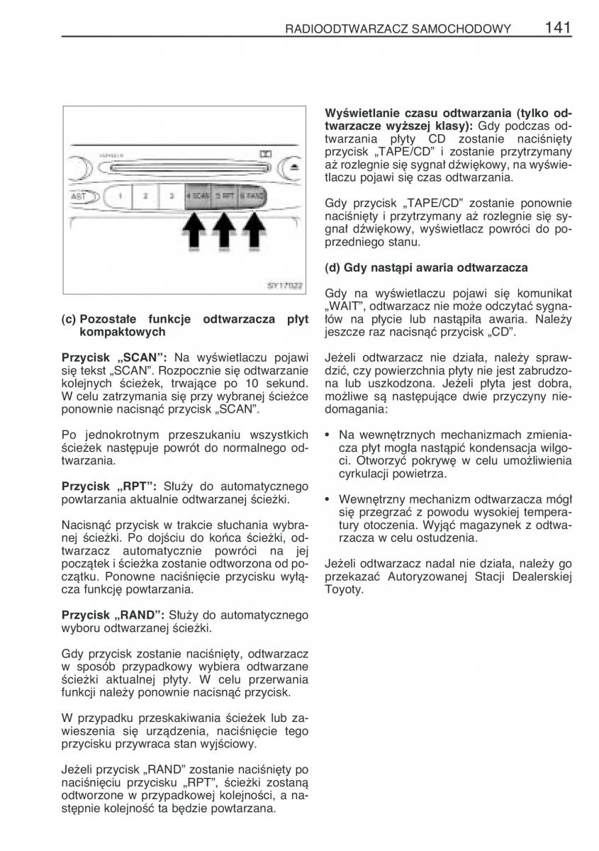 Toyota Yaris Verso instrukcja obslugi / page 148