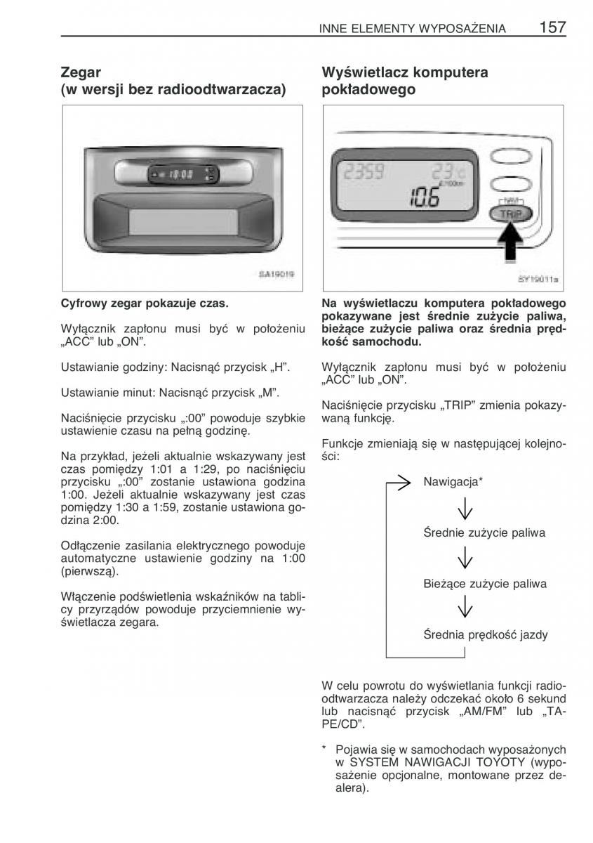 Toyota Yaris Verso instrukcja obslugi / page 164