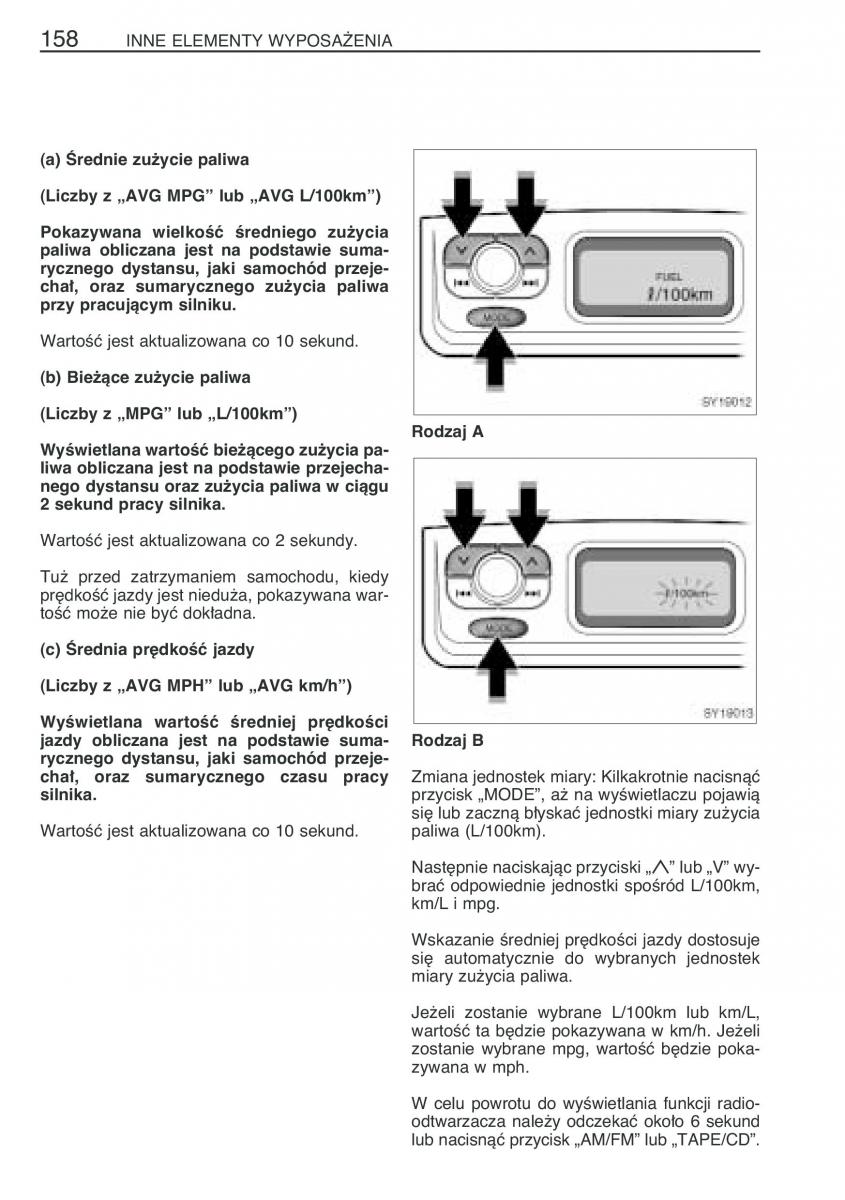 Toyota Yaris Verso instrukcja obslugi / page 165