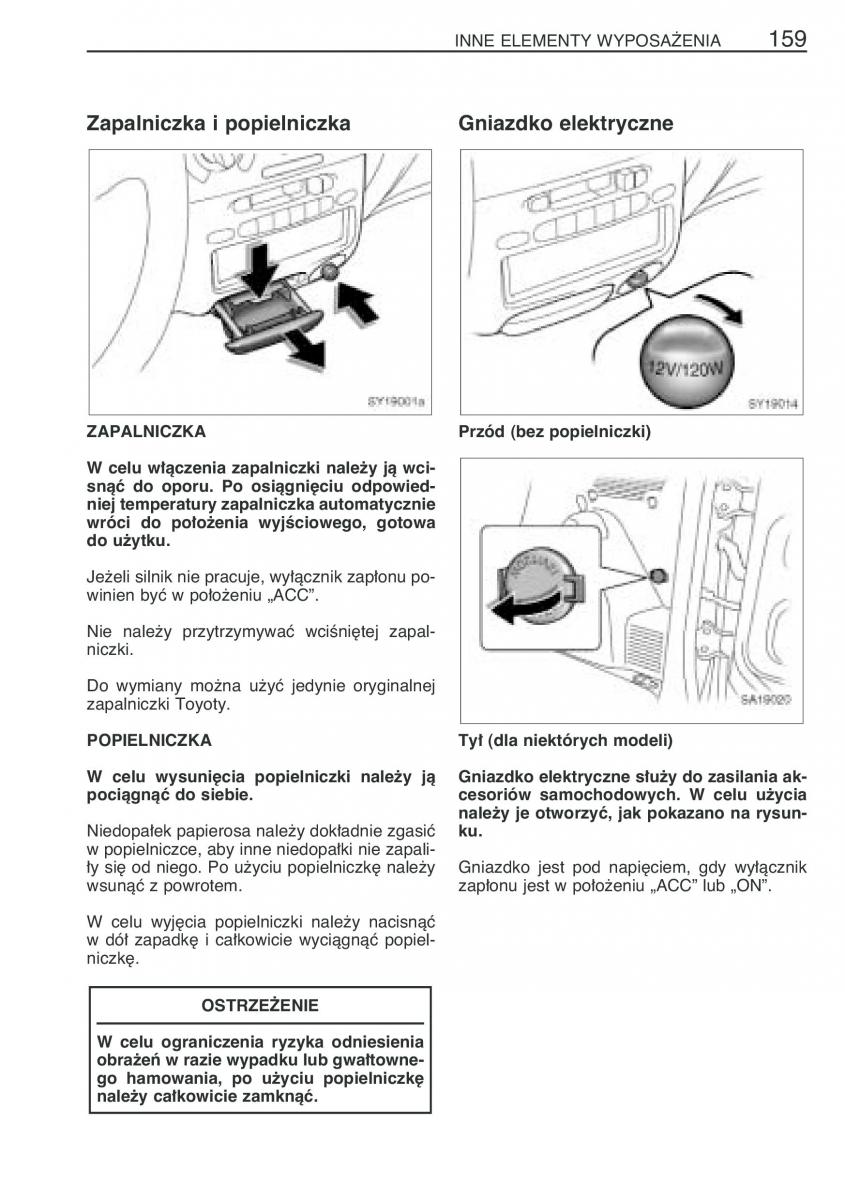 Toyota Yaris Verso instrukcja obslugi / page 166