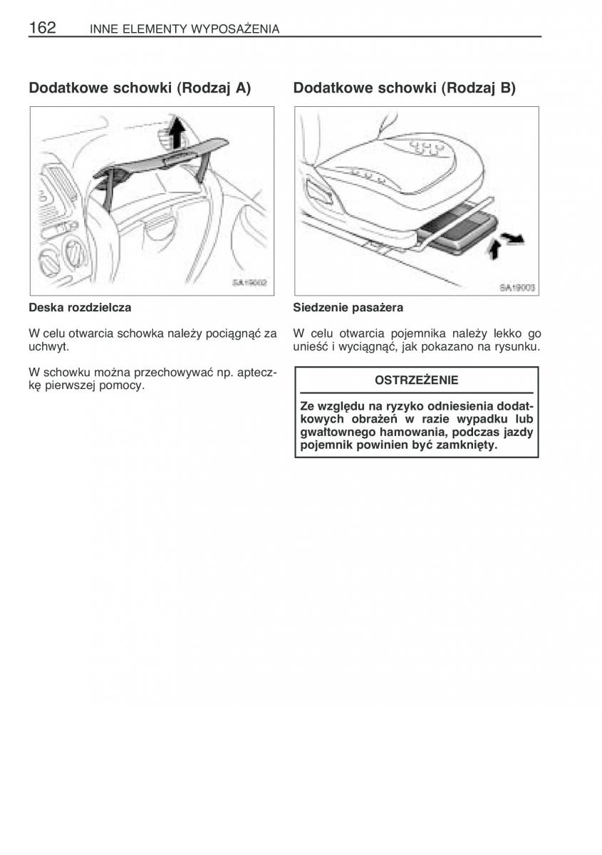 Toyota Yaris Verso instrukcja obslugi / page 169