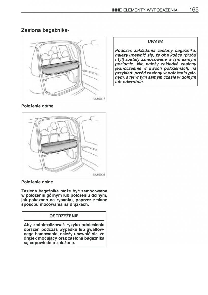 Toyota Yaris Verso instrukcja obslugi / page 172