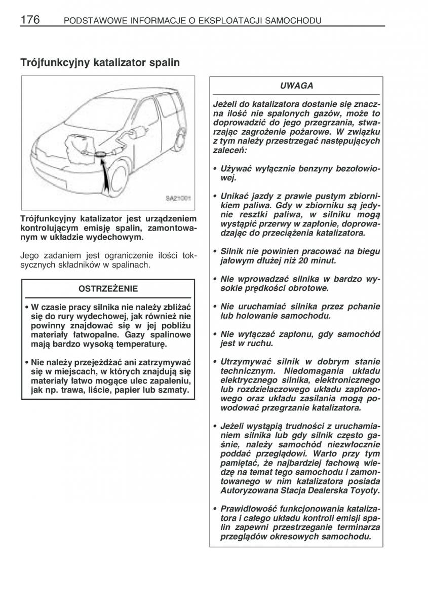 Toyota Yaris Verso instrukcja obslugi / page 183