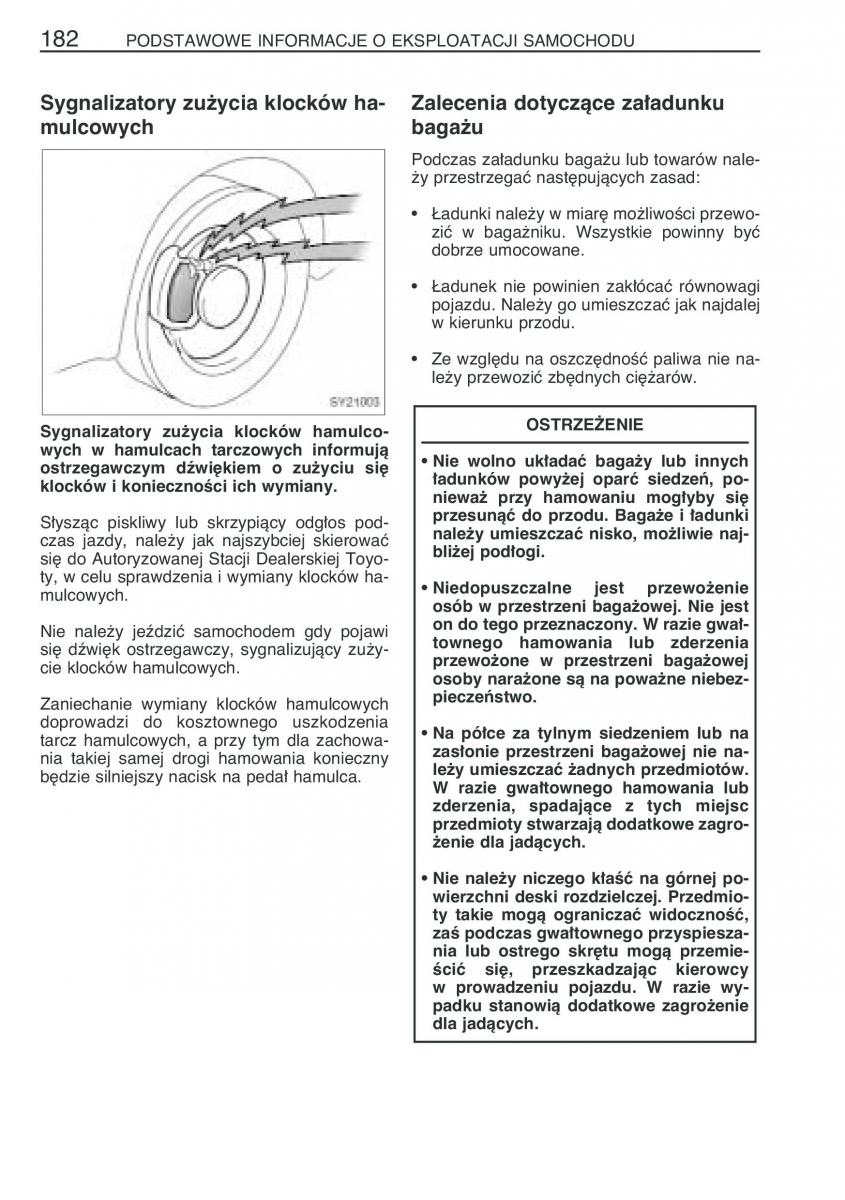 Toyota Yaris Verso instrukcja obslugi / page 189