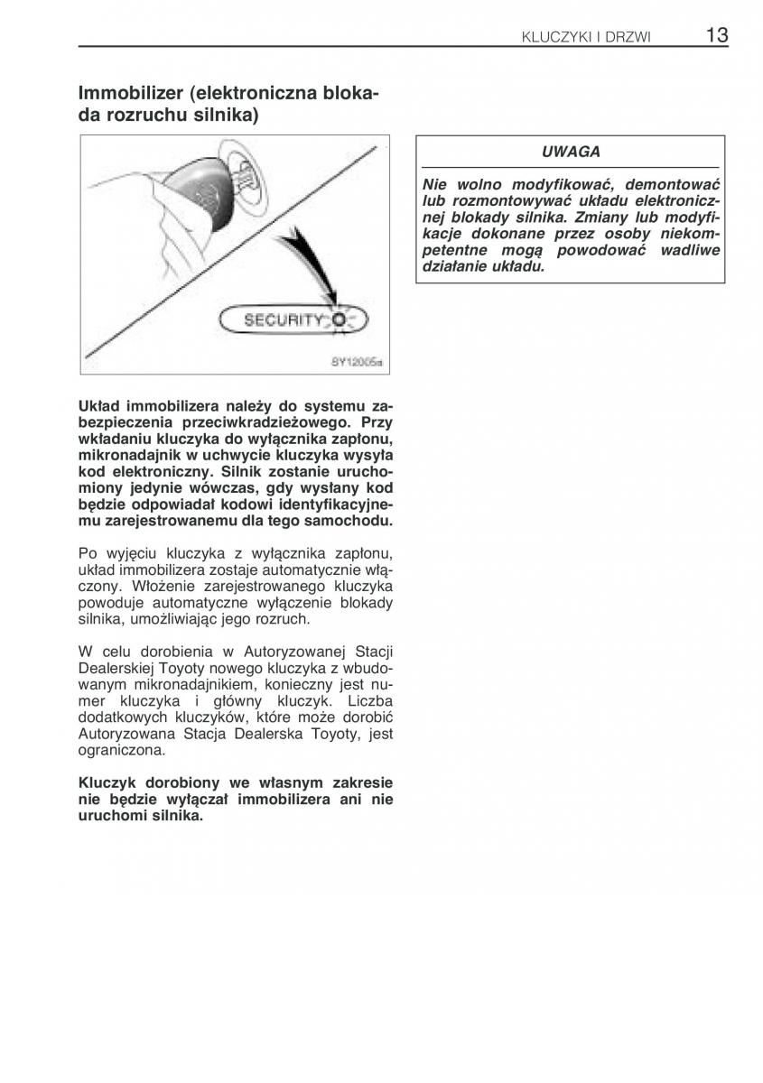 Toyota Yaris Verso instrukcja obslugi / page 20