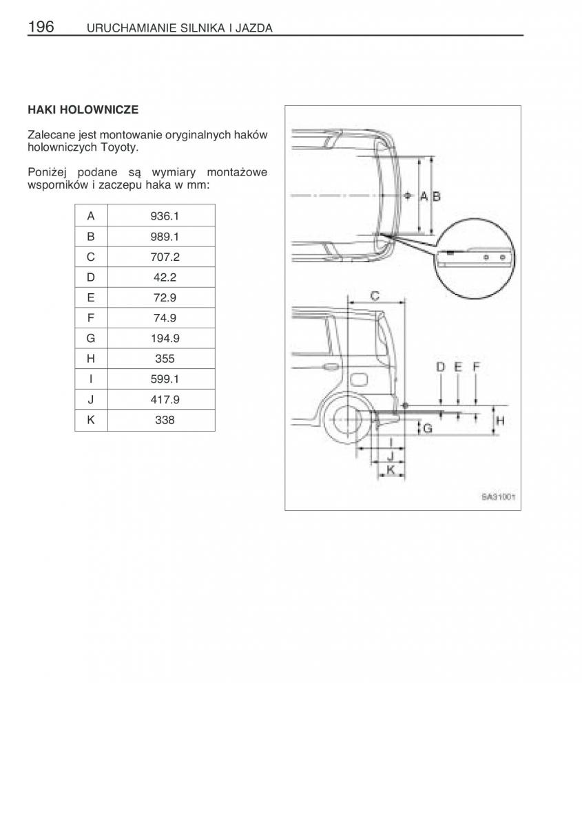 Toyota Yaris Verso instrukcja obslugi / page 203