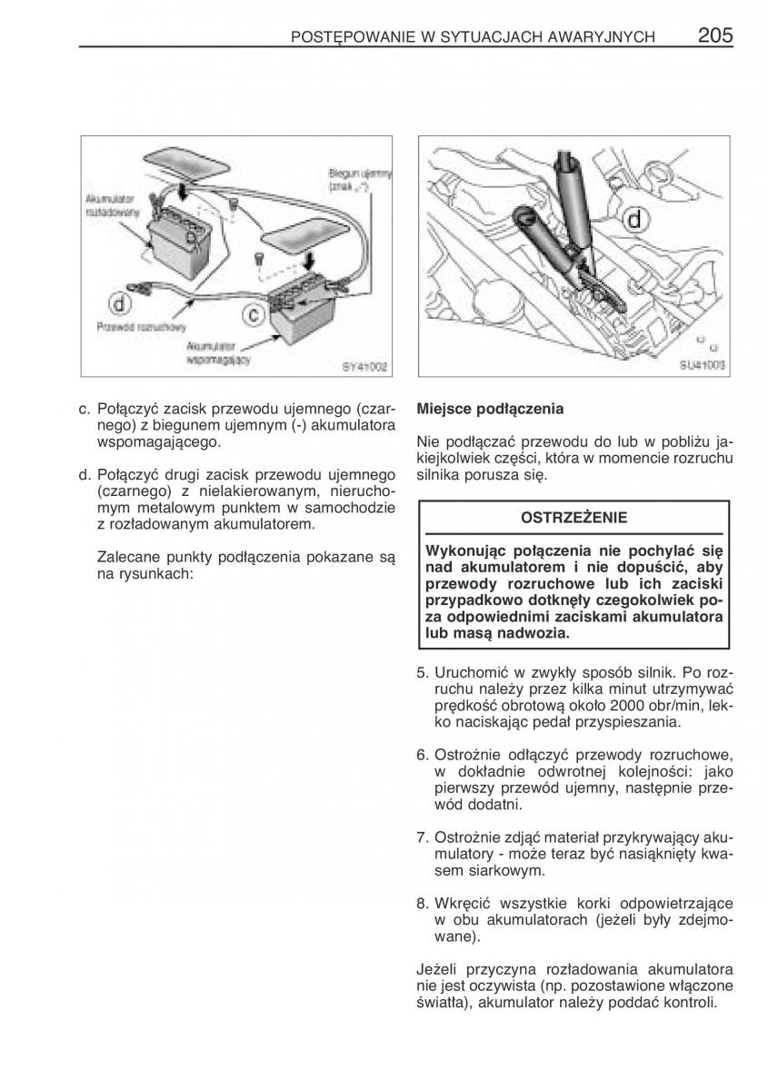 Toyota Yaris Verso instrukcja obslugi / page 212