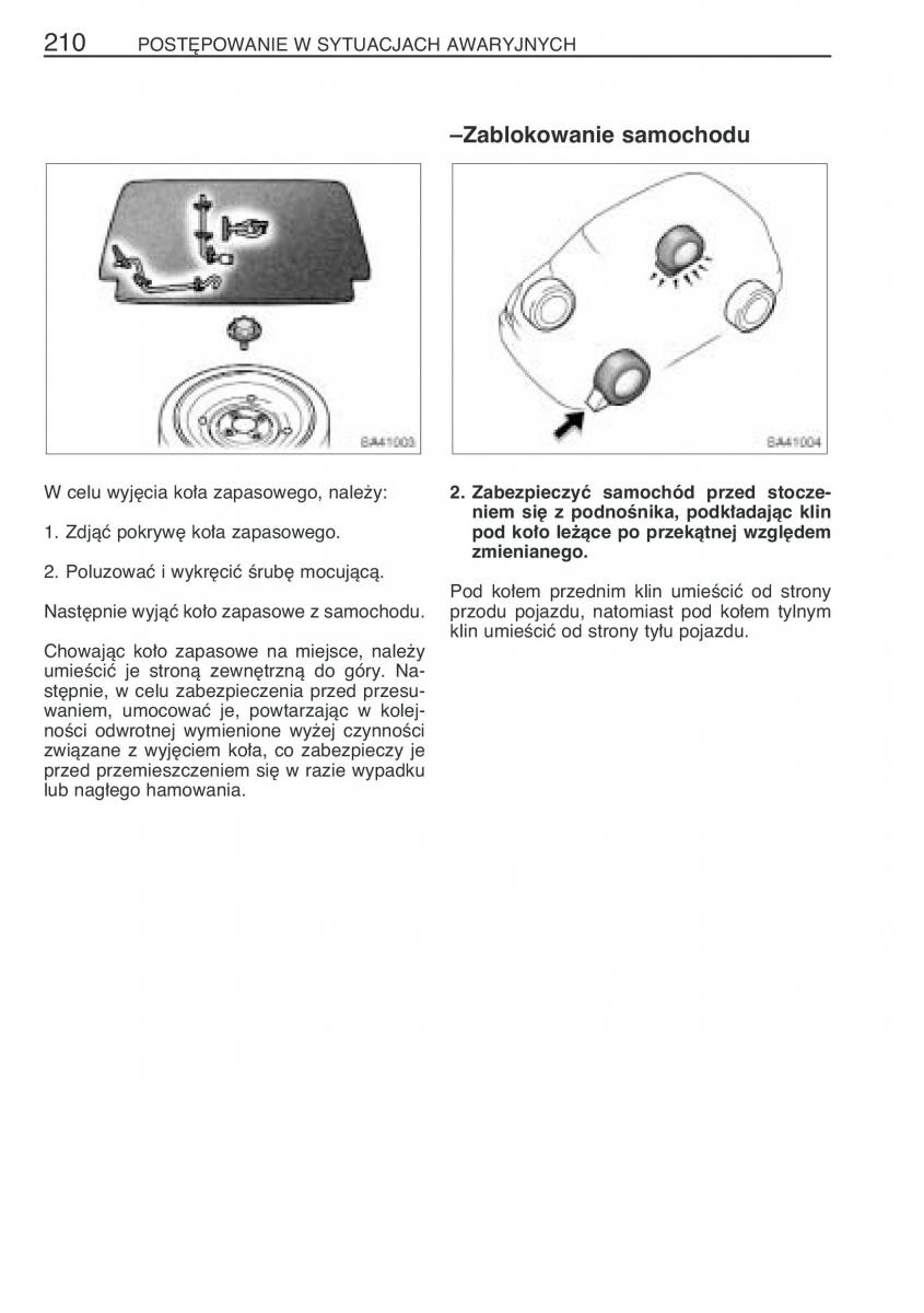 Toyota Yaris Verso instrukcja obslugi / page 217