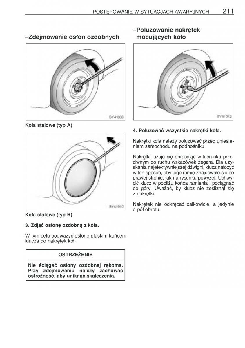 Toyota Yaris Verso instrukcja obslugi / page 218