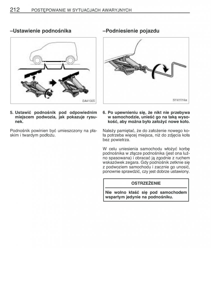 Toyota Yaris Verso instrukcja obslugi / page 219