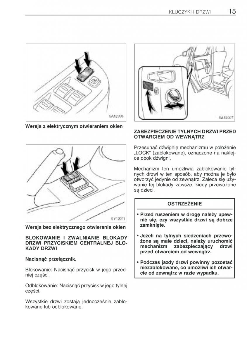 Toyota Yaris Verso instrukcja obslugi / page 22