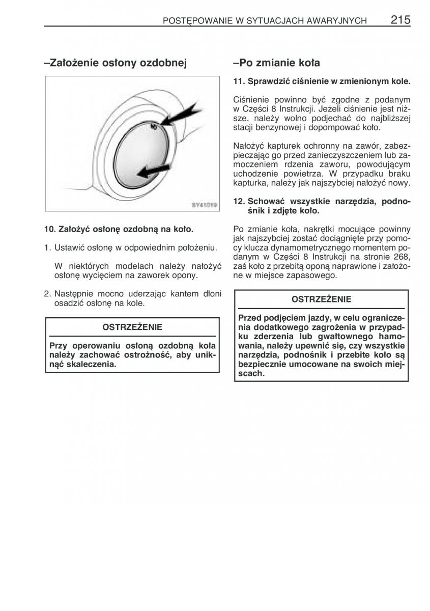 Toyota Yaris Verso instrukcja obslugi / page 222