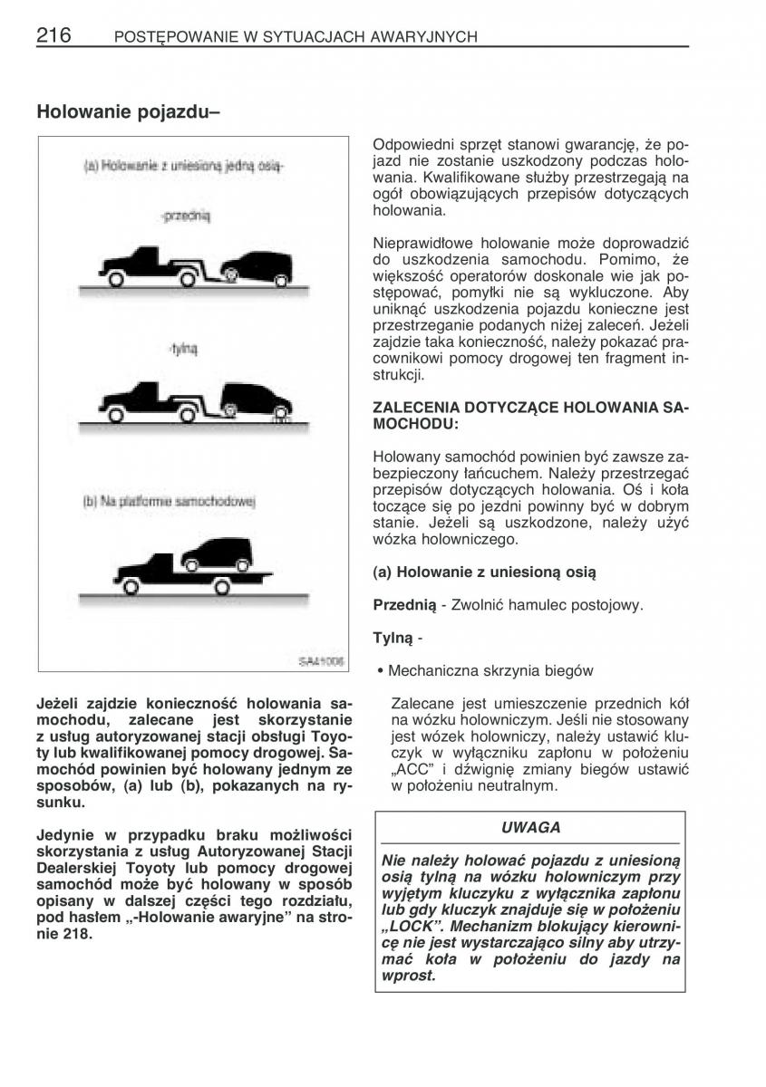 Toyota Yaris Verso instrukcja obslugi / page 223