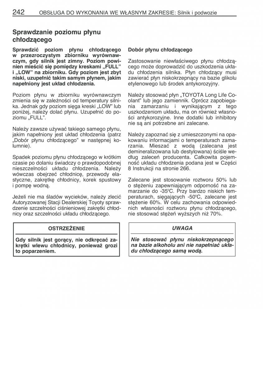 Toyota Yaris Verso instrukcja obslugi / page 249