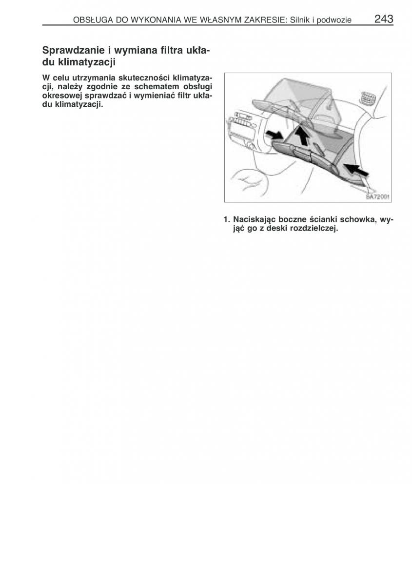 Toyota Yaris Verso instrukcja obslugi / page 250