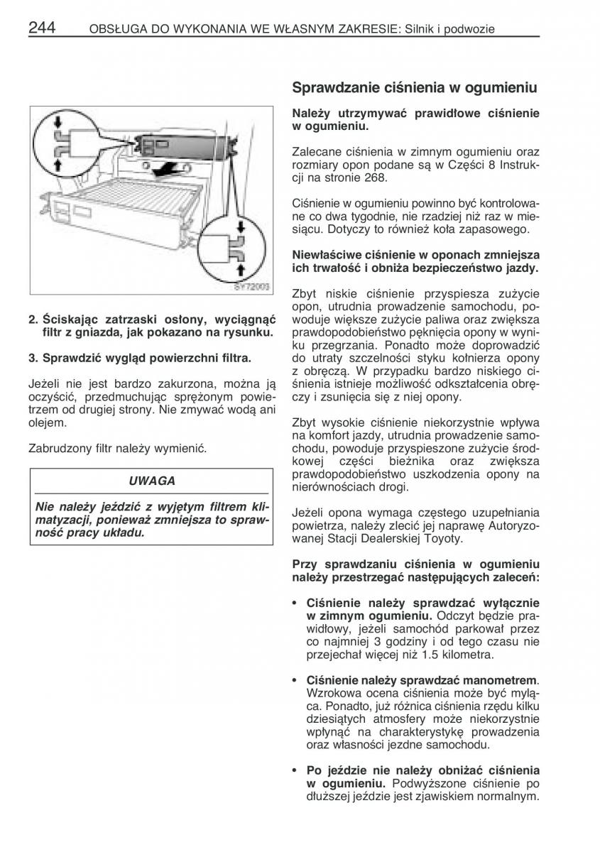 Toyota Yaris Verso instrukcja obslugi / page 251