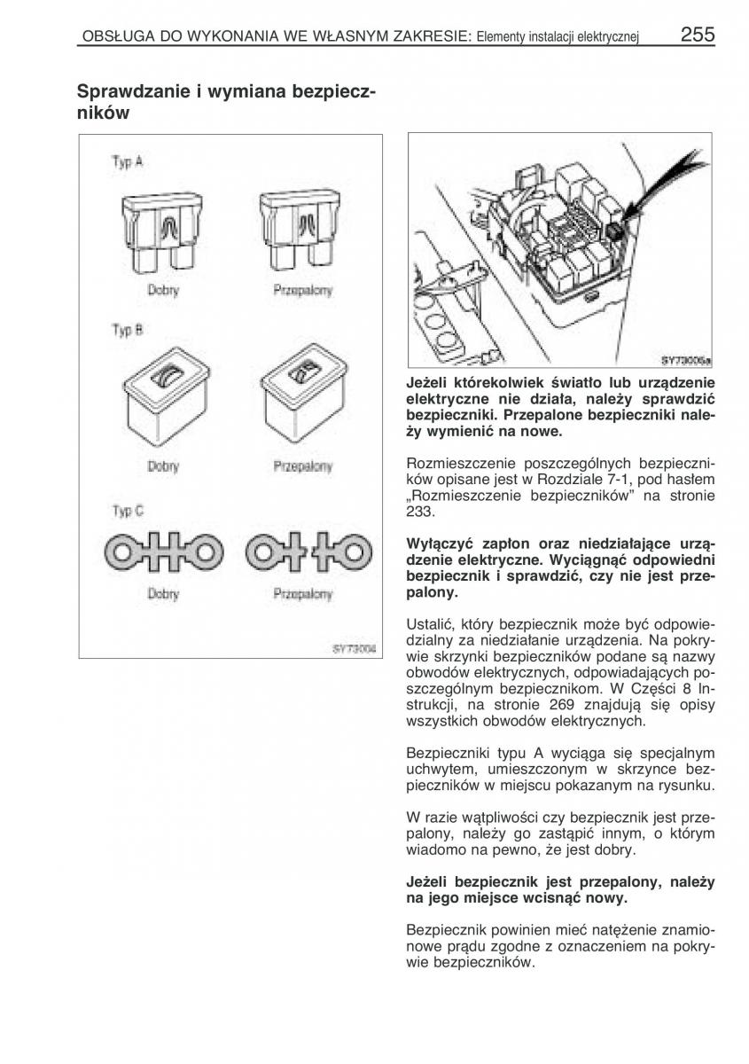 Toyota Yaris Verso instrukcja obslugi / page 262