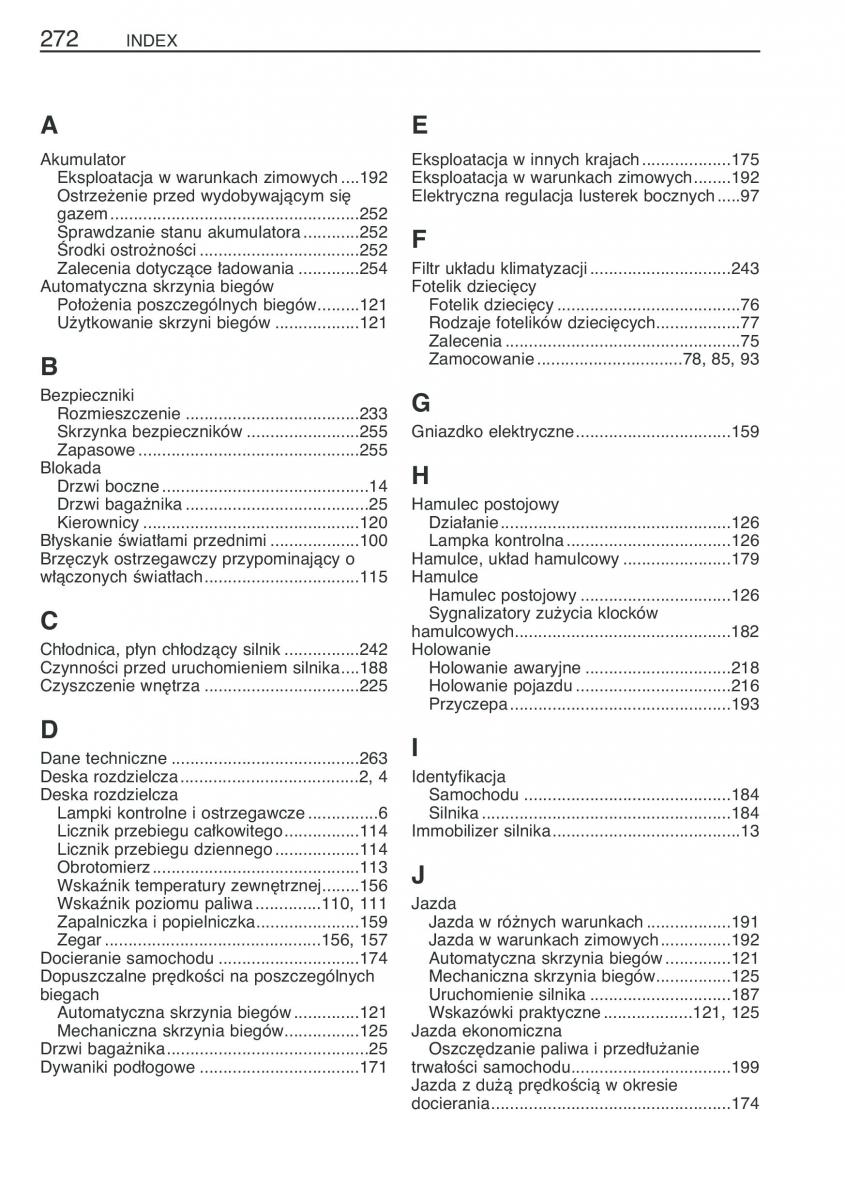 Toyota Yaris Verso instrukcja obslugi / page 279