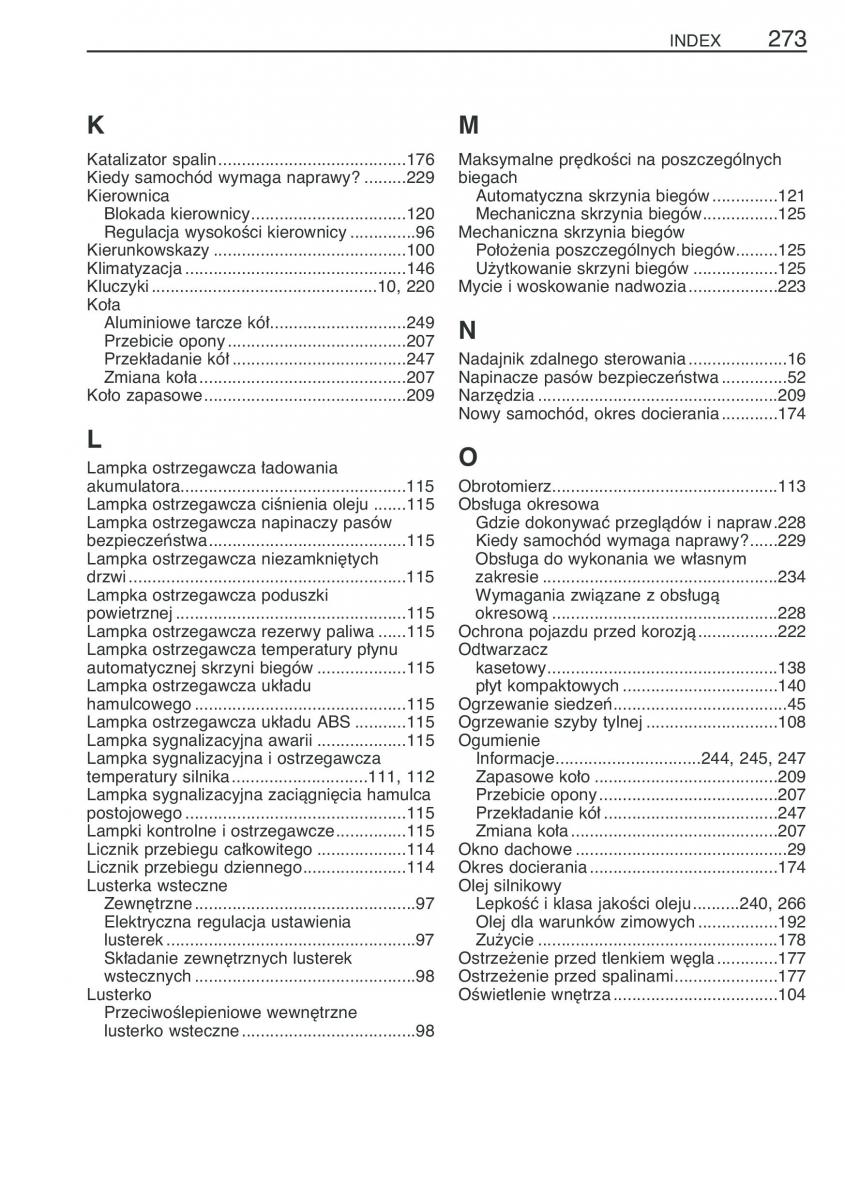 Toyota Yaris Verso instrukcja obslugi / page 280