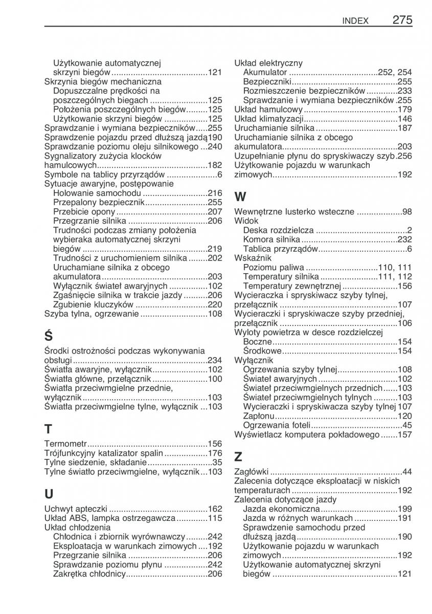 Toyota Yaris Verso instrukcja obslugi / page 282