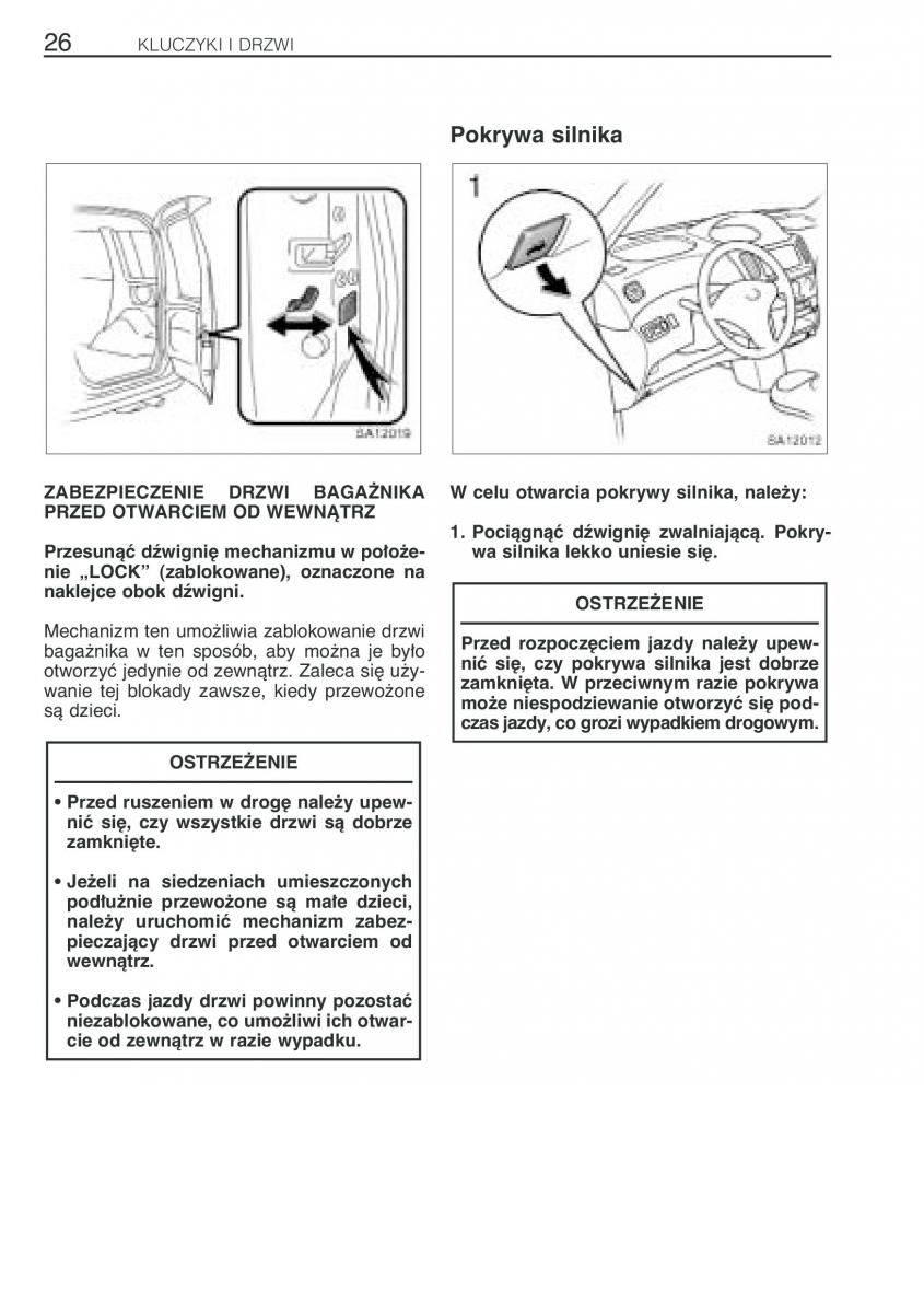 Toyota Yaris Verso instrukcja obslugi / page 33