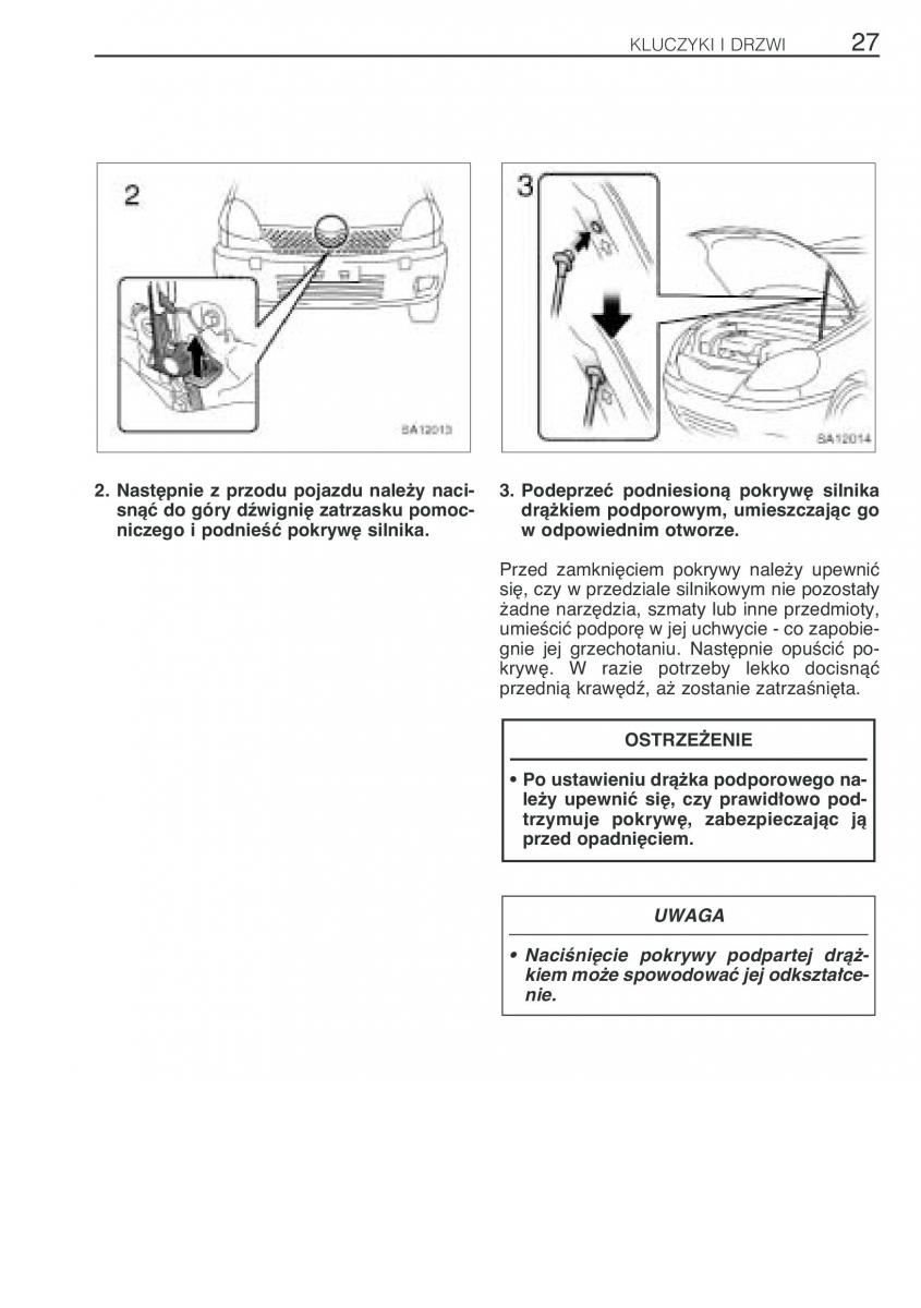 Toyota Yaris Verso instrukcja obslugi / page 34