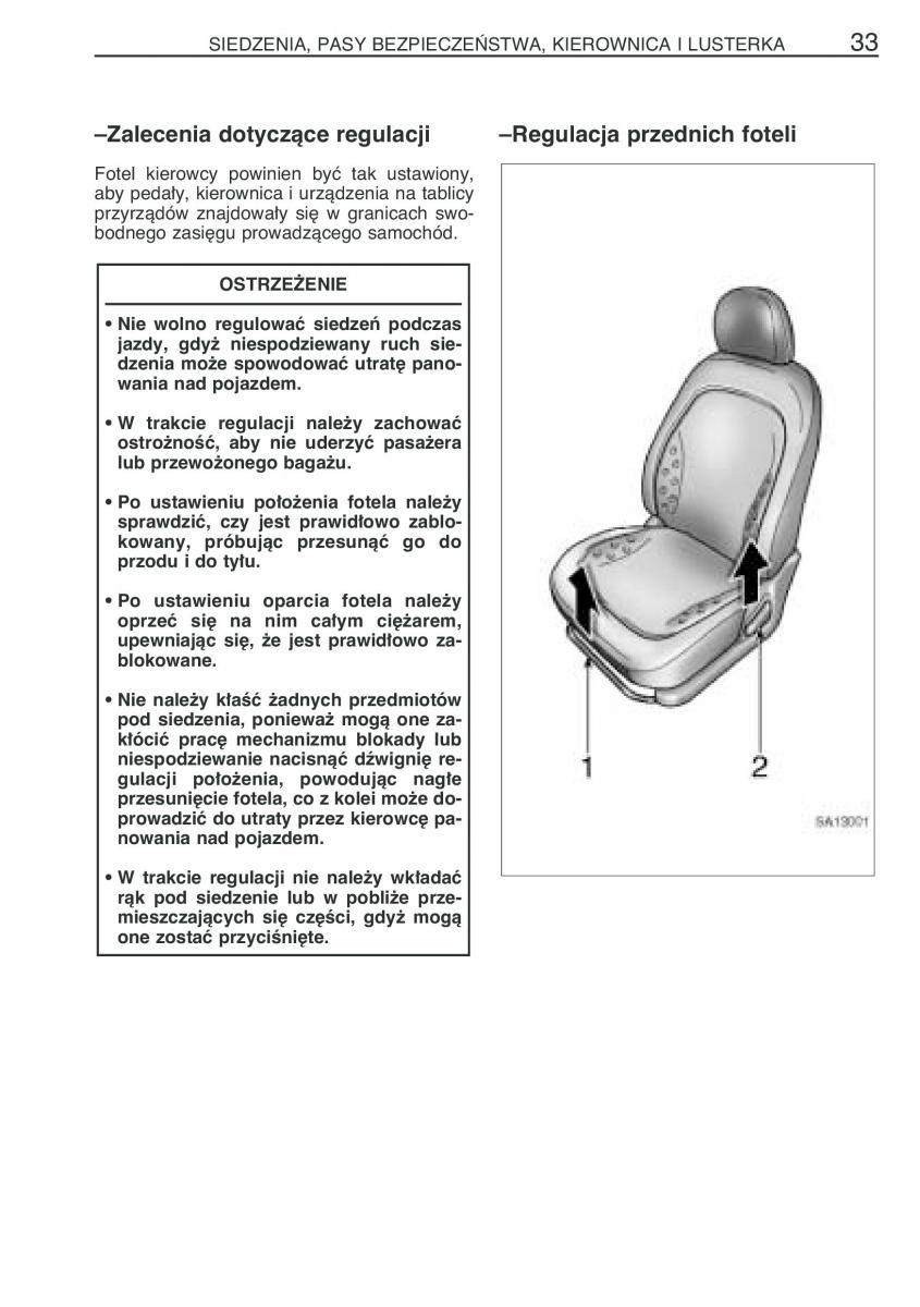 Toyota Yaris Verso instrukcja obslugi / page 40