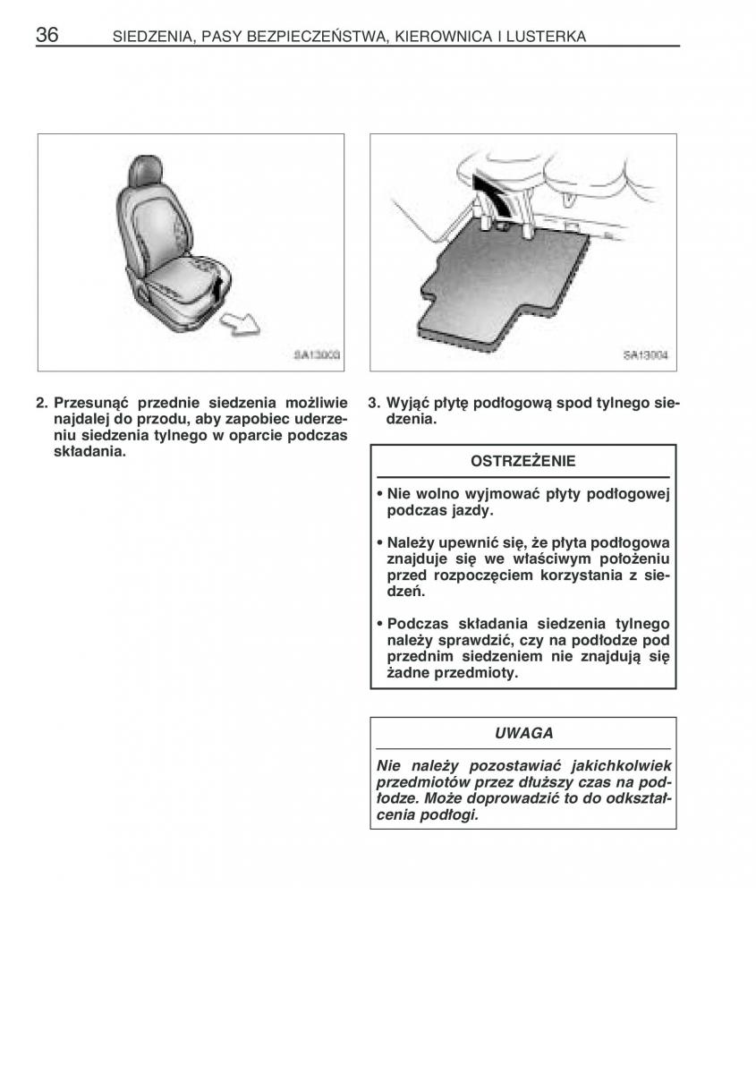 Toyota Yaris Verso instrukcja obslugi / page 43